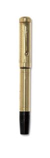 Two Tibaldi gold-filled guilloché overlay safety pens: No. 30 * No. 4.